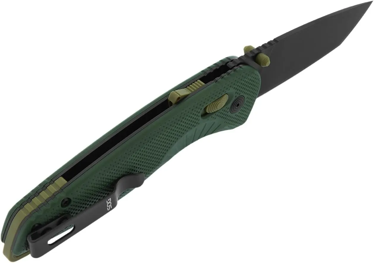 SOG Aegis AT Tanto Assisted Folding Knife, Ambidextrous AT-XR Lock, Heat-Treated D2 Blade, Ergonomic Handle