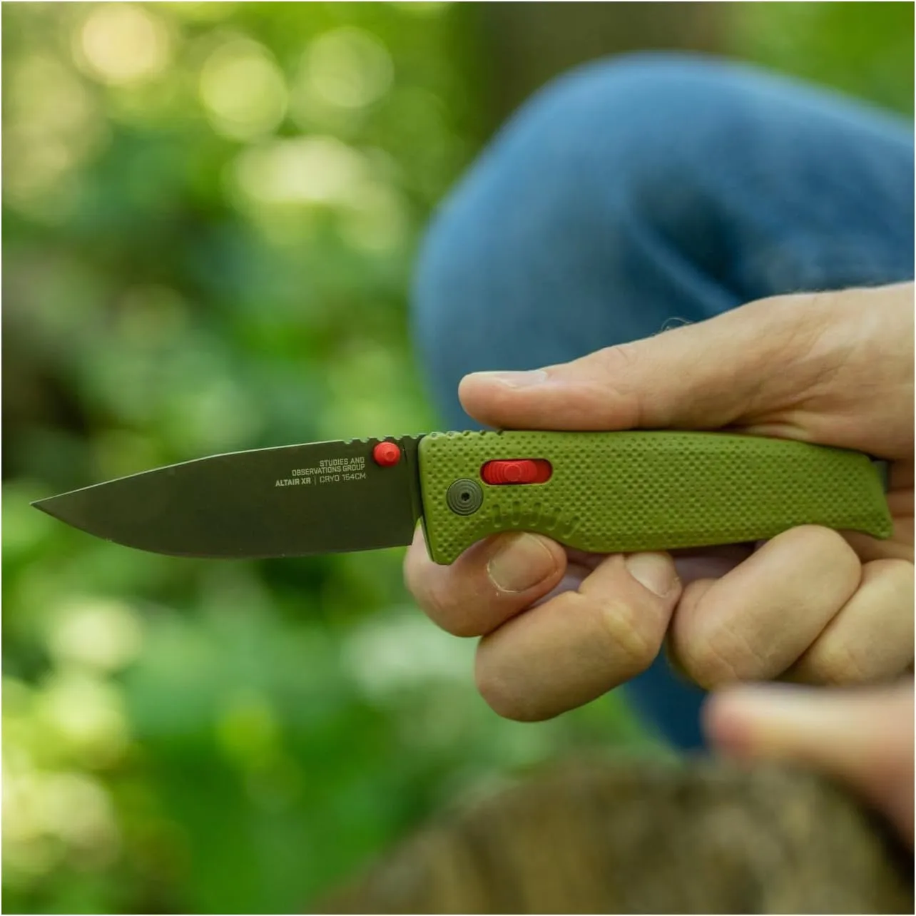 SOG Altair XR Superlight Compact Outdoor CRYO 154cm Steel Folding Knives | Lanyard Loop, Pocket Clip & XR Lock Field Green