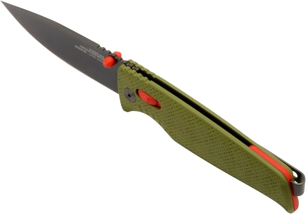 SOG Altair XR Superlight Compact Outdoor CRYO 154cm Steel Folding Knives | Lanyard Loop, Pocket Clip & XR Lock Field Green