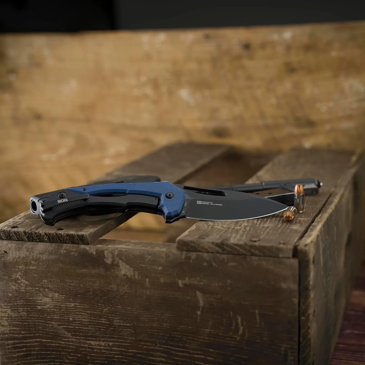 SOG Bulwark Folding Knife, D2 Steel PVD Finish, Micarta Handle