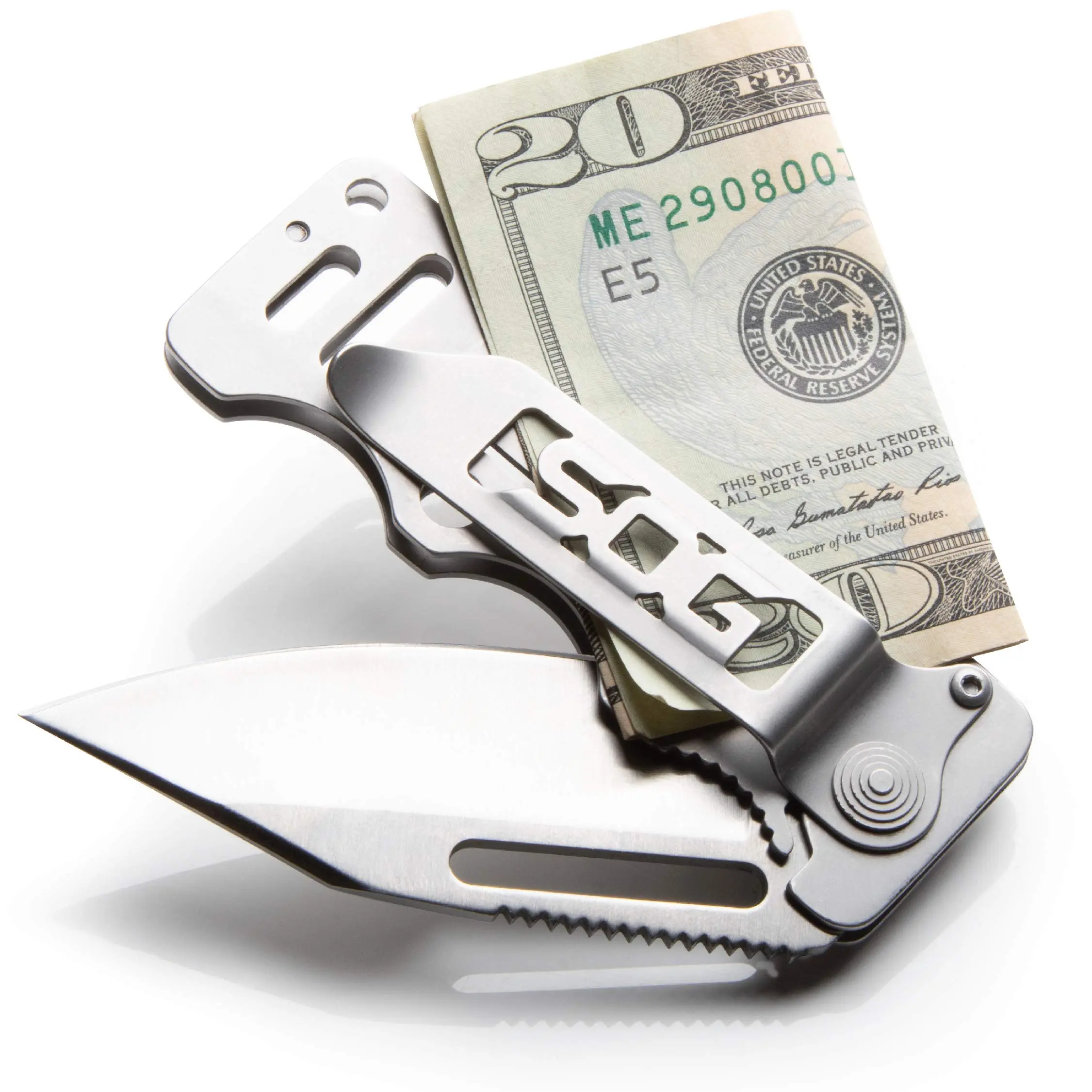SOG Cash Card Money Clip Pocket Knife- 2.75 Inch Blade EDC Knife with Clip for Pocket, Money or Card Holder