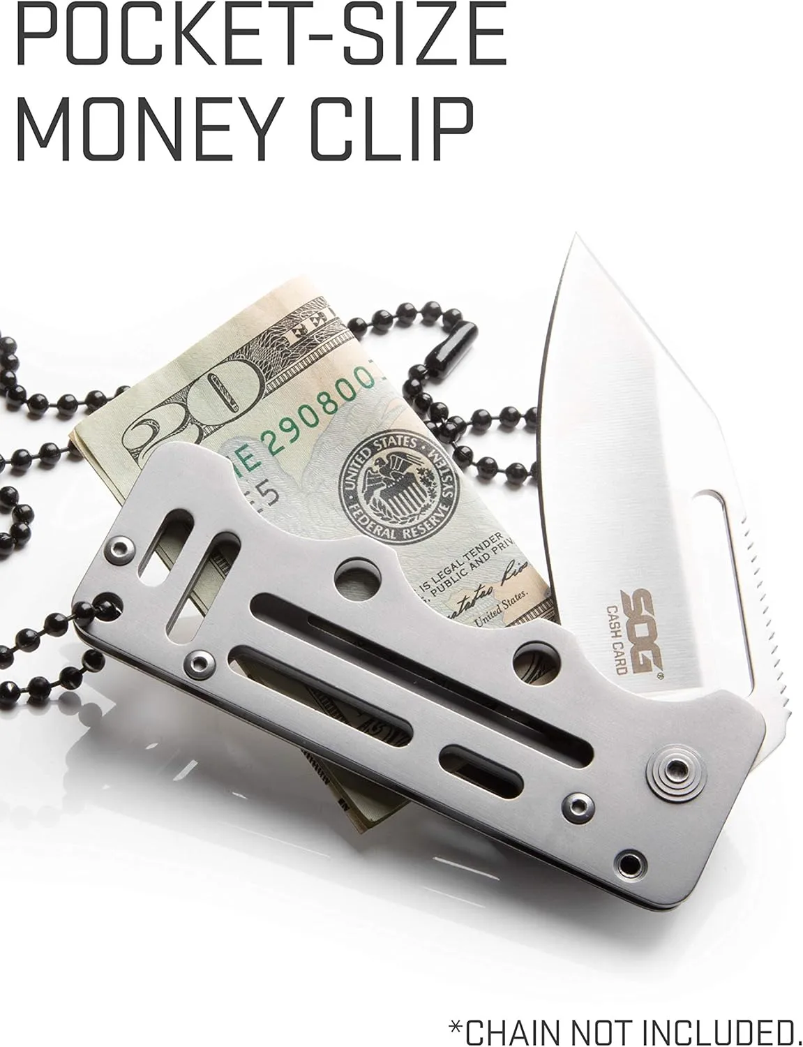 SOG Cash Card Money Clip Pocket Knife- 2.75 Inch Blade EDC Knife with Clip for Pocket, Money or Card Holder