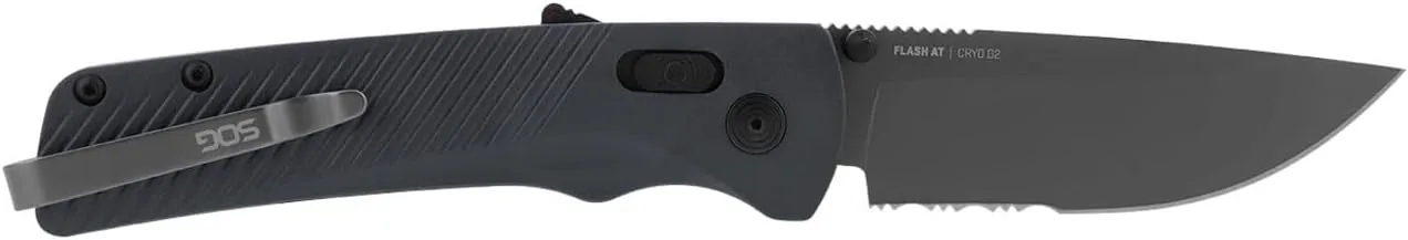 SOG Flash AT Ambidextrous Partially Serrated Folding Pocket Knife D2 Steel