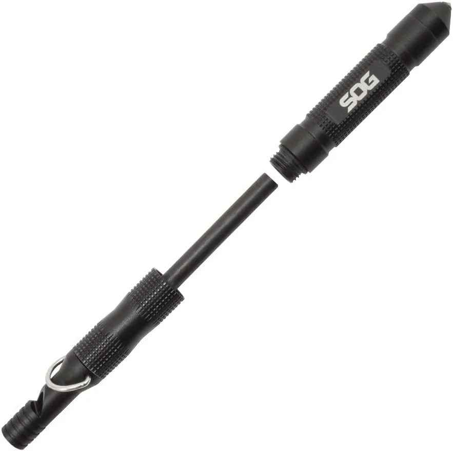SOG Flint 4.3" Survival & Defense Portable Compact Tool for Outdoors and Emergencies | Includes Glass Breaker and Whistle