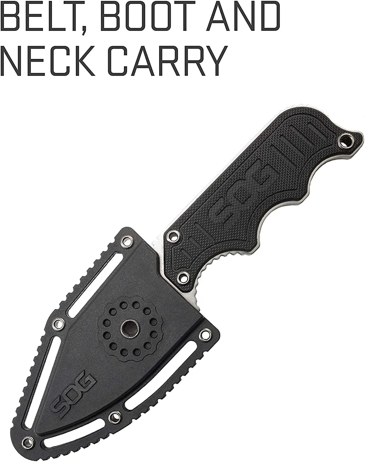 SOG Small Fixed Blade Knife - Instinct Boot Knife, EDC Knife, Neck Knife, 2.3 Inch Full Tang Blade w/ Knife Sheath and Clip