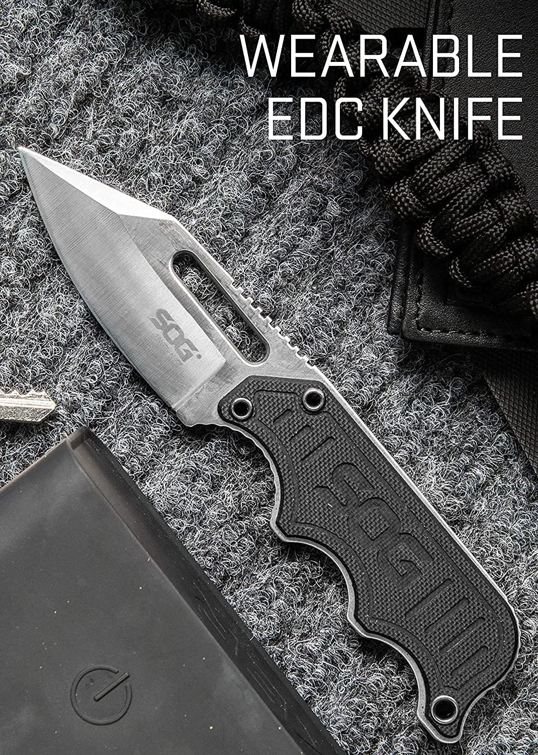 SOG Small Fixed Blade Knife - Instinct Boot Knife, EDC Knife, Neck Knife, 2.3 Inch Full Tang Blade w/ Knife Sheath and Clip