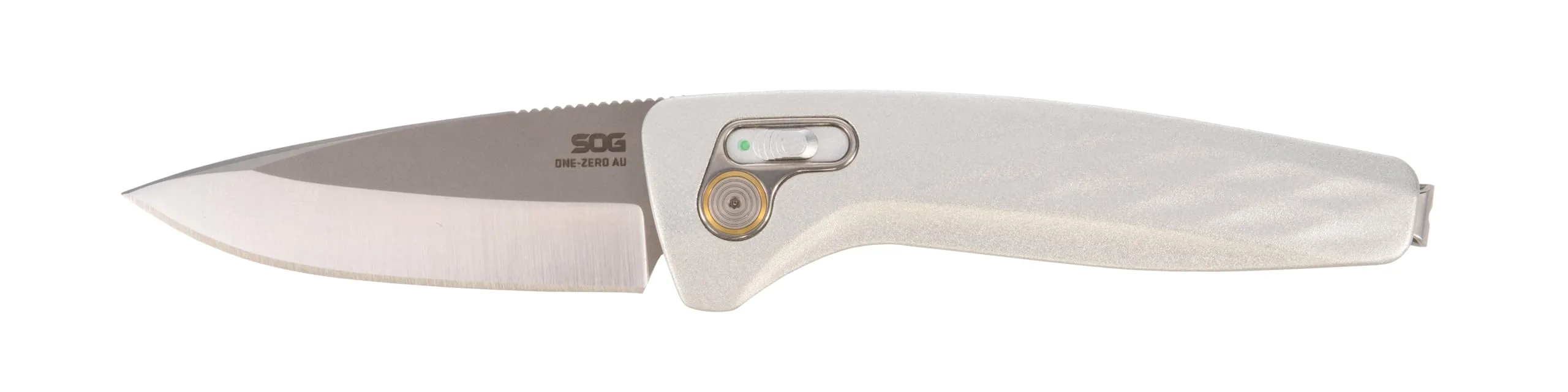 SOG ONE ZERO AU / 3.1" DROP POINT BLADE/BOX/SILVER + CHROME