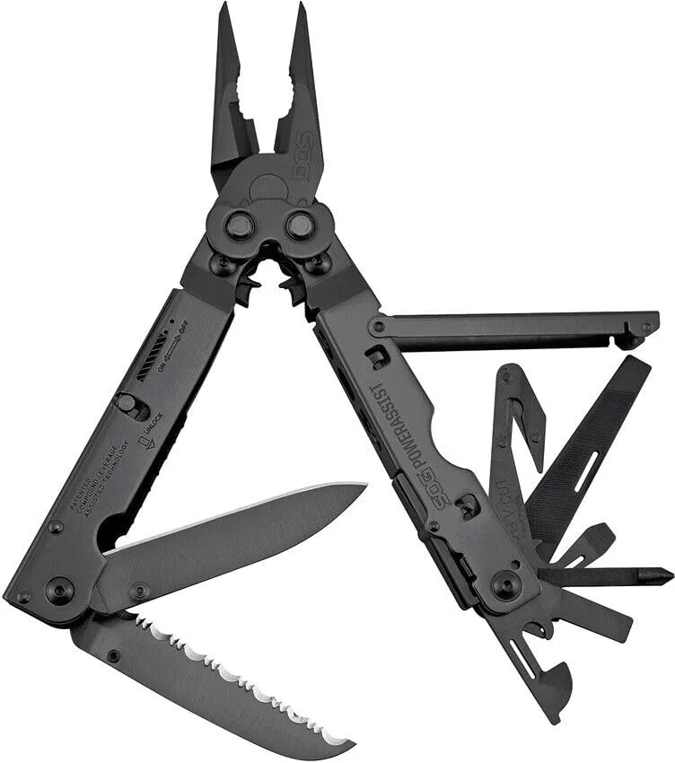 SOG PowerAssist Black Folding Pliers Screwdriver Knife Multi-Tool SOG-B66N-CP