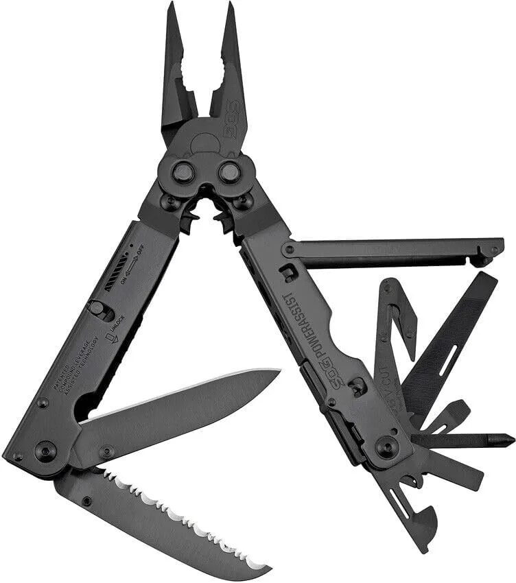 SOG PowerAssist Black Folding Pliers Screwdriver Knife Multi-Tool SOG-B66N-CP