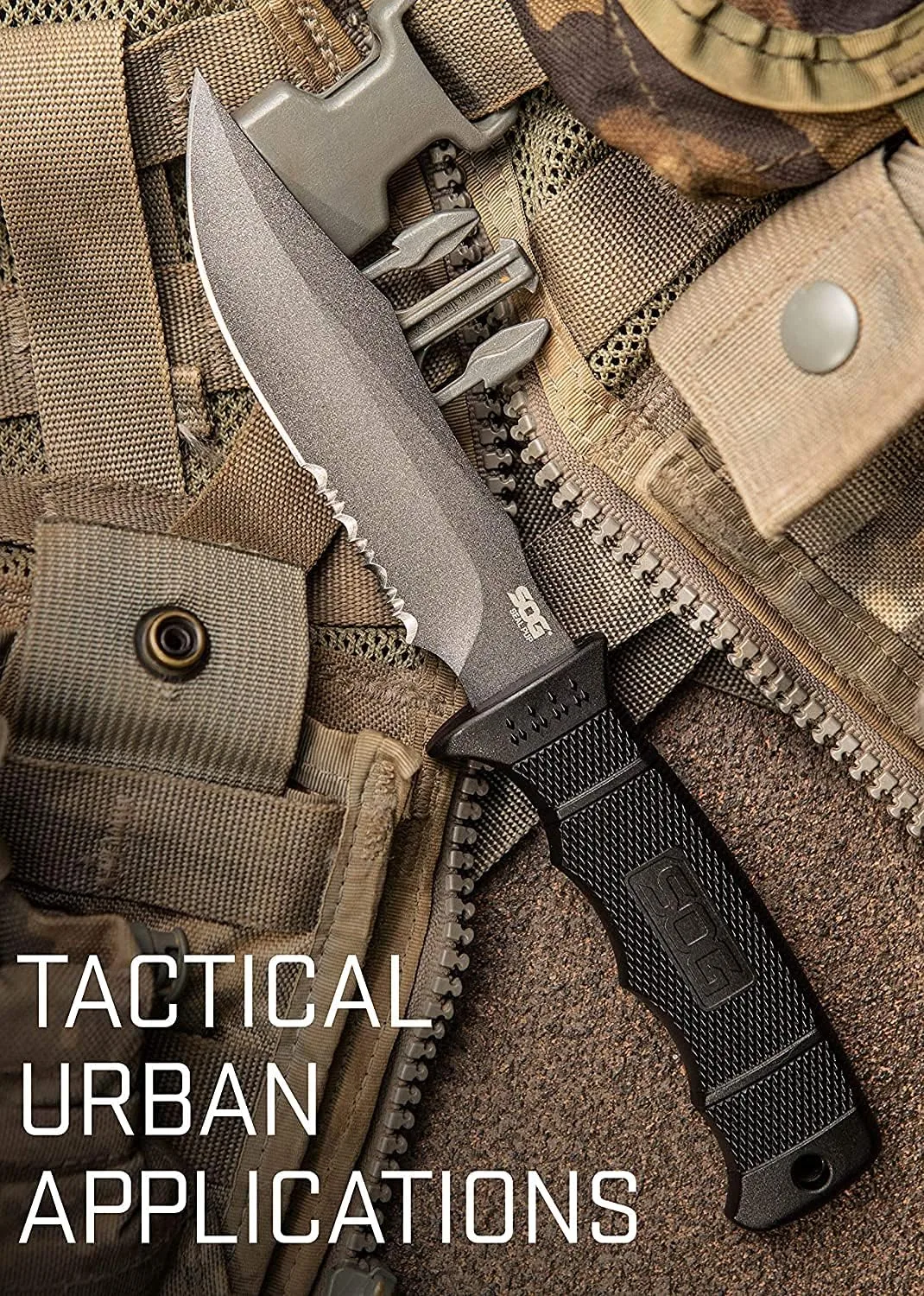 SOG Fixed Blade Knives with Sheath - SEAL Pup Tactical Knife, Survival Knife and Hunting Knife w/ 4.75 Inch Blade and Knife