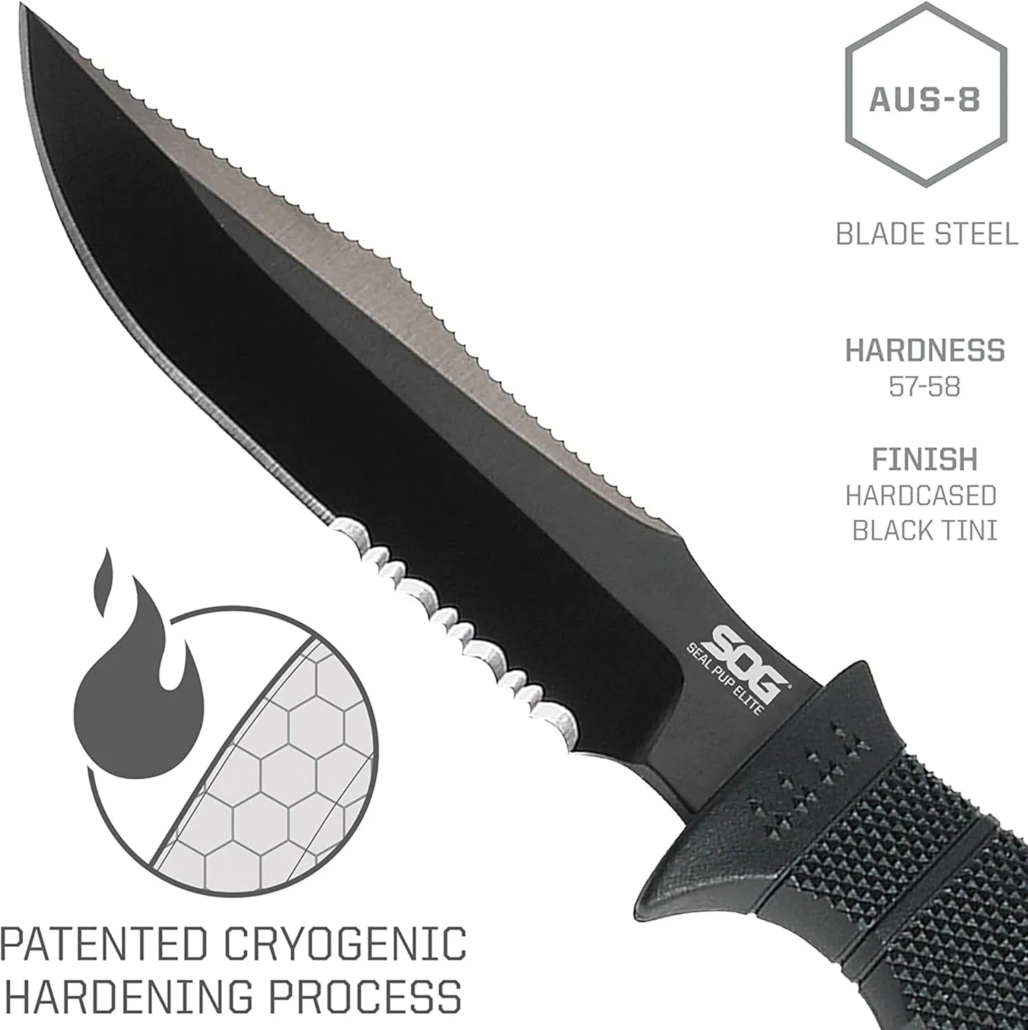SOG SEAL Pup Elite Fixed Blade Knife with Sheath