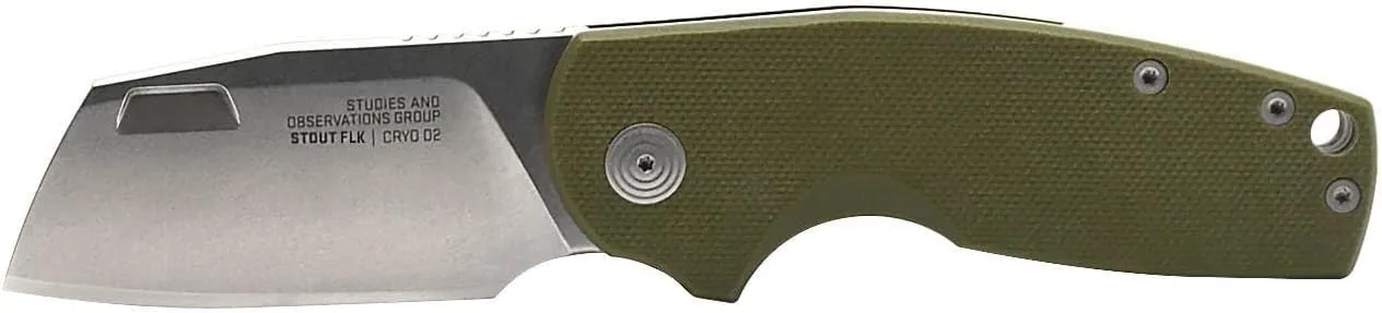 SOG Stout FLK Cleaver Daily Carry Folding Knives | G10 & Steel Handle | CRYO D2 Steel Blade | Short-Blade Frame Lock Folder