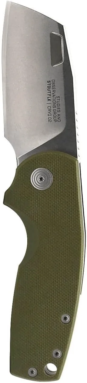 SOG Stout FLK Cleaver Daily Carry Folding Knives | G10 & Steel Handle | CRYO D2 Steel Blade | Short-Blade Frame Lock Folder