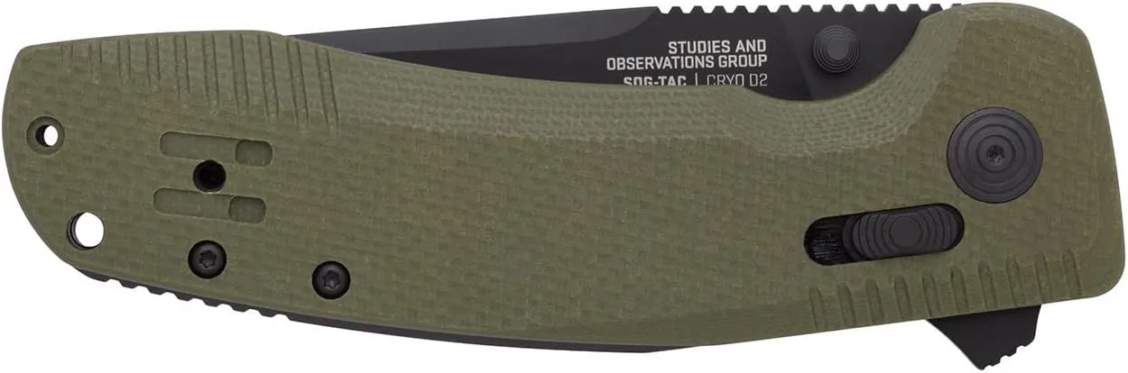 SOG TAC XR Professional Folding Knife | D2 Tool Steel & Ultra-Grip G10