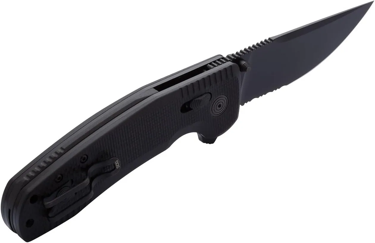SOG-TAC XR Professional Partially Serrated Tactical Folding Knife | 3.4" D2 Tool Steel Blade Ultra-Grip G10 Handle