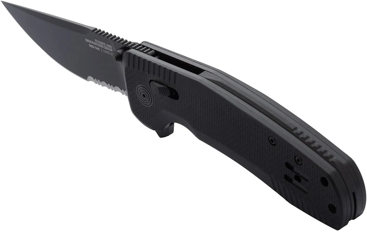 SOG-TAC XR Professional Partially Serrated Tactical Folding Knife | 3.4" D2 Tool Steel Blade Ultra-Grip G10 Handle