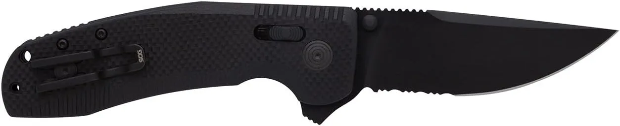 SOG-TAC XR Professional Partially Serrated Tactical Folding Knife | 3.4" D2 Tool Steel Blade Ultra-Grip G10 Handle