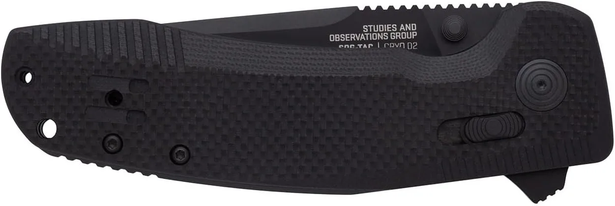 SOG-TAC XR Professional Partially Serrated Tactical Folding Knife | 3.4" D2 Tool Steel Blade Ultra-Grip G10 Handle