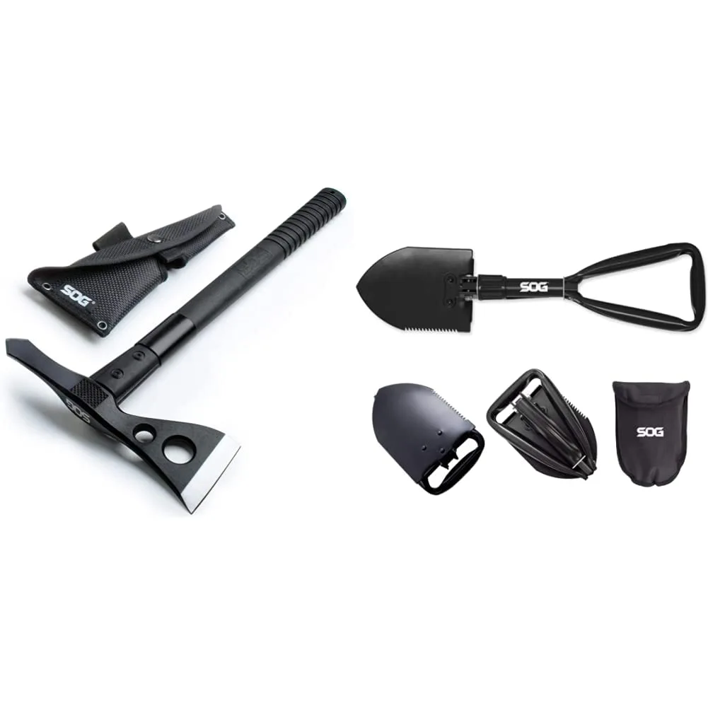 SOG Tactical Tomahawk- Throwing Hatchet, Versatile Survival Tactical Axe and Emergency Breaching Tool & Entrenching Tool