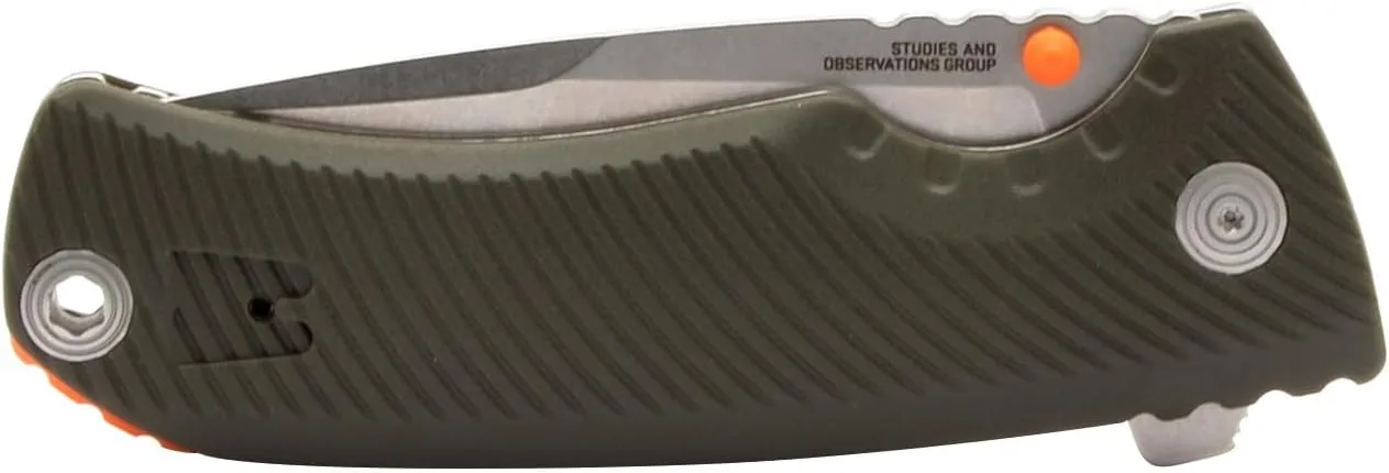 SOG Tellus FLK Full-Sized Frame Lock Folding Knife, GRN Handle, CRYO 440C Stainless Steel Blade, Reversible Pocket Clip