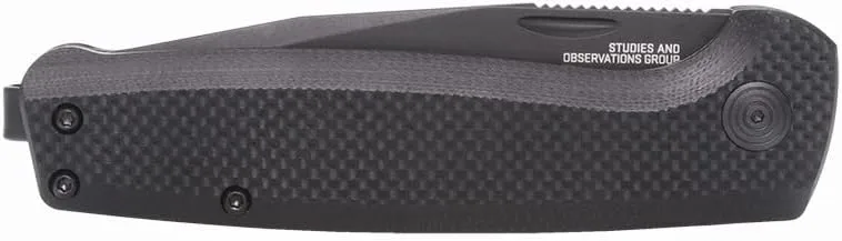 SOG Terminus SJ Daily Ambidextrous Carry Folding Knives with Slip Joint Mechanism | G10 Handle | CRYO D2 Steel Blade Blackout