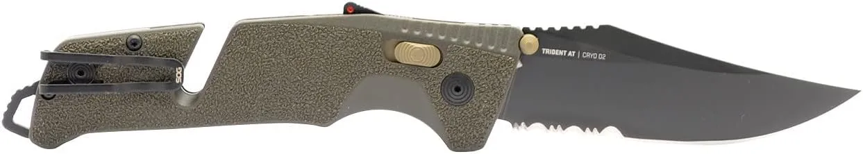 SOG Trident AT Ambidextrous Professional Partially Serrated Folding Knife | Cryo D2 Stainless Steel Blade