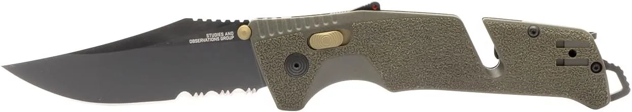 SOG Trident AT Ambidextrous Professional Partially Serrated Folding Knife | Cryo D2 Stainless Steel Blade