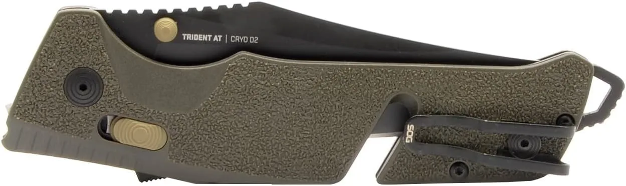 SOG Trident AT Ambidextrous Professional Partially Serrated Folding Knife | Cryo D2 Stainless Steel Blade
