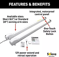 Solera 12V Smart Arm Awning Hardware Kit for 5th Wheel RVs & Travel Trailers - 69" White