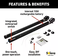 Solera 18V RV Awning Arms & Hardware Kit - 69" Black — Rechargeable - Universal Fit - Easy Pitch Adjustment - Waterproof Switch - Time-Saving Operation - Includes 110V Charging Kit — 434729
