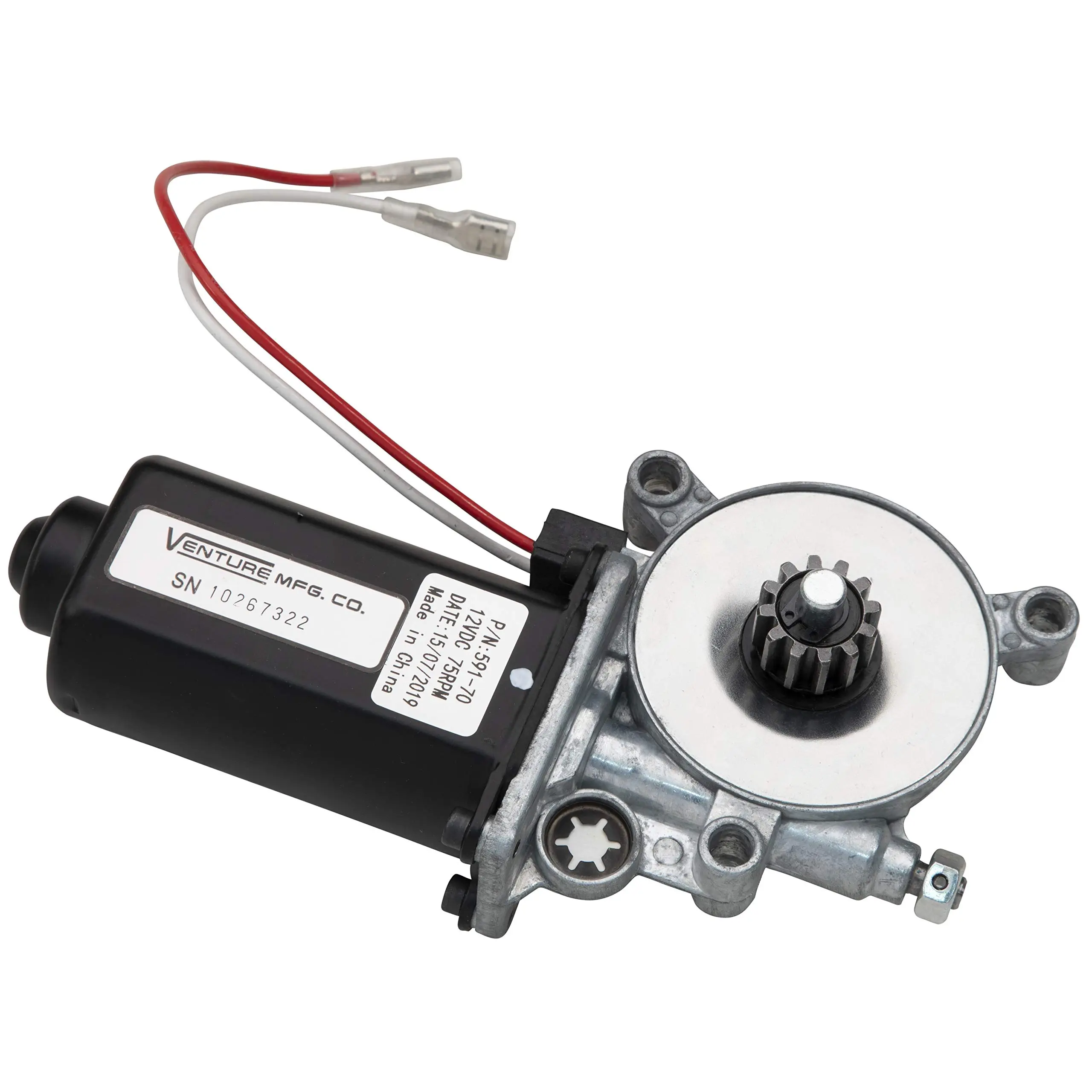 Lippert Replacement Solera Power Awning Motor with Dual Connectors, 12-Volt DC, 75-RPM, Fits Short, Flat or Pitched Awnings on 5th Wheel RVs, Travel Trailers, Motorhomes - 266149