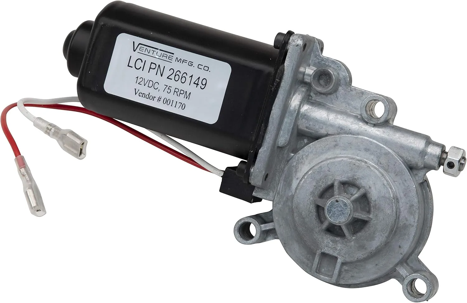 Lippert Replacement Solera Power Awning Motor with Dual Connectors, 12-Volt DC, 75-RPM, Fits Short, Flat or Pitched Awnings on 5th Wheel RVs, Travel Trailers, Motorhomes - 266149