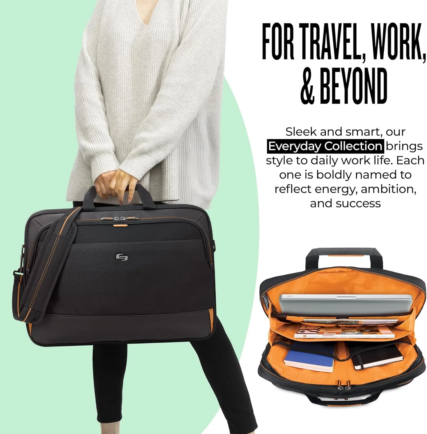 Solo New York Briefcase - Laptop Carrying Bag for Women & Men, Brief for Travel & Work, Internal Tablet Pocket