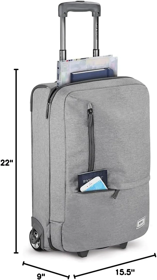 Solo New York 22 Inch Carry On Luggage - Softside Suitcases for Travel, Wheeled Rolling Bag, 2 Wheel Upright