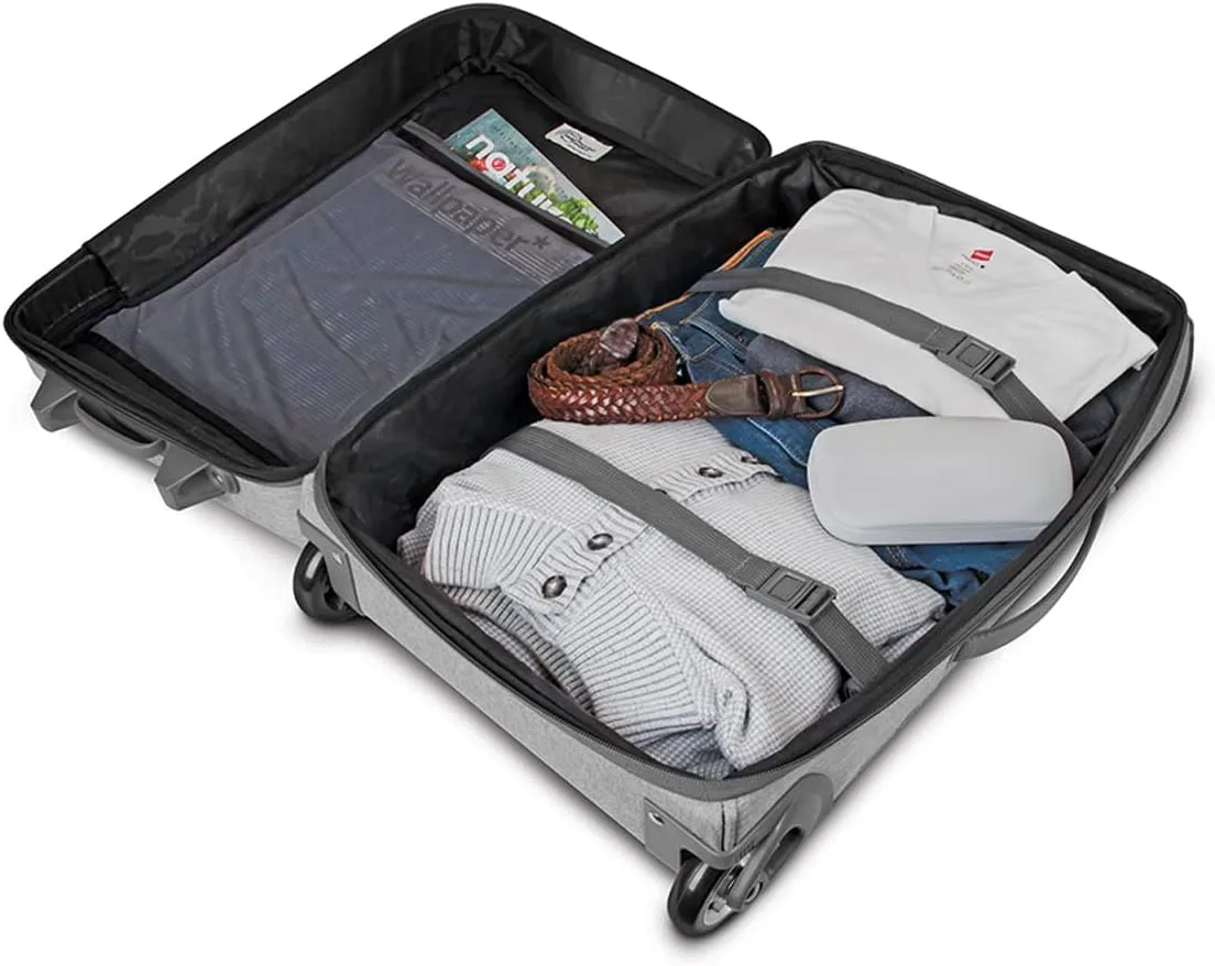 Solo New York 22 Inch Carry On Luggage - Softside Suitcases for Travel, Wheeled Rolling Bag, 2 Wheel Upright