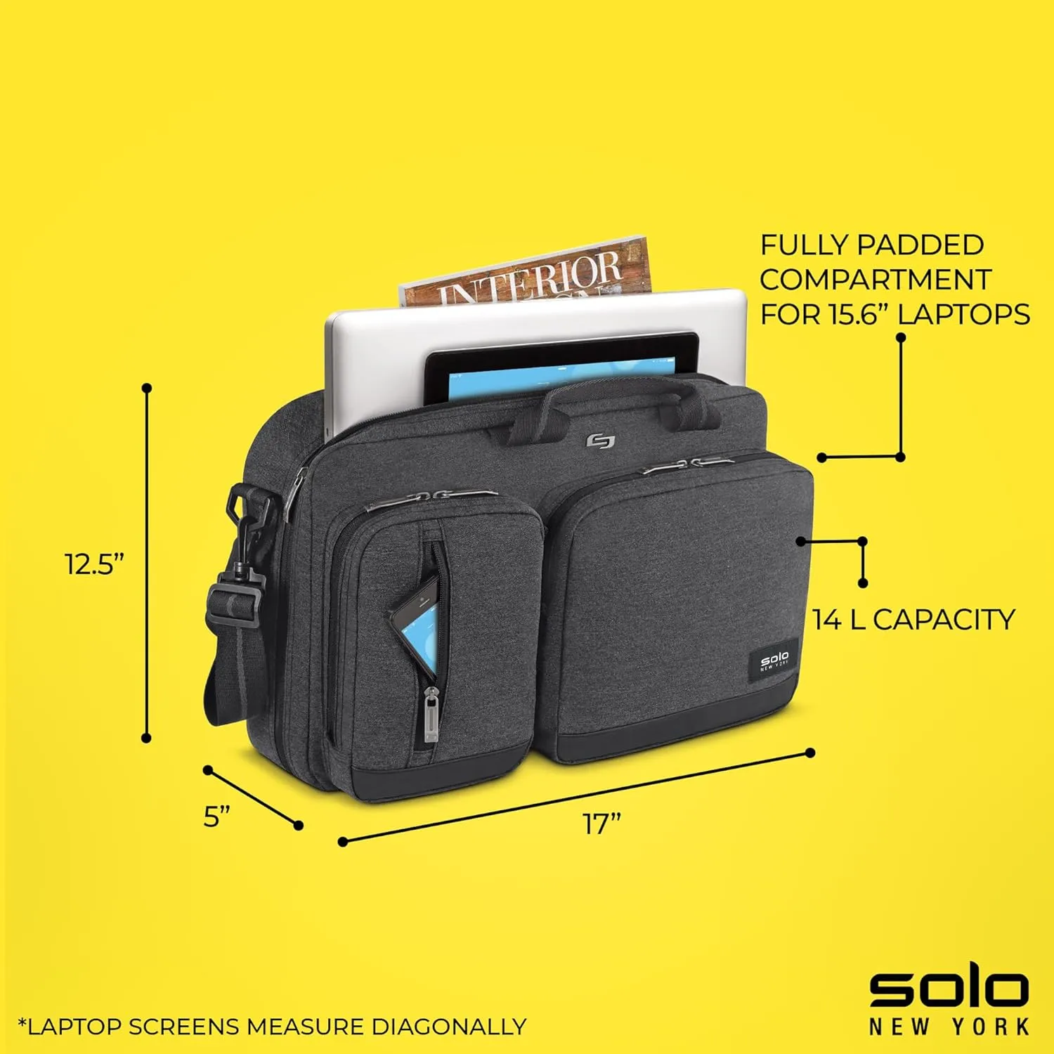 Solo New York Hybrid Briefcase Backpack - Laptop Carrying Bag, Fits 15.6" Computer