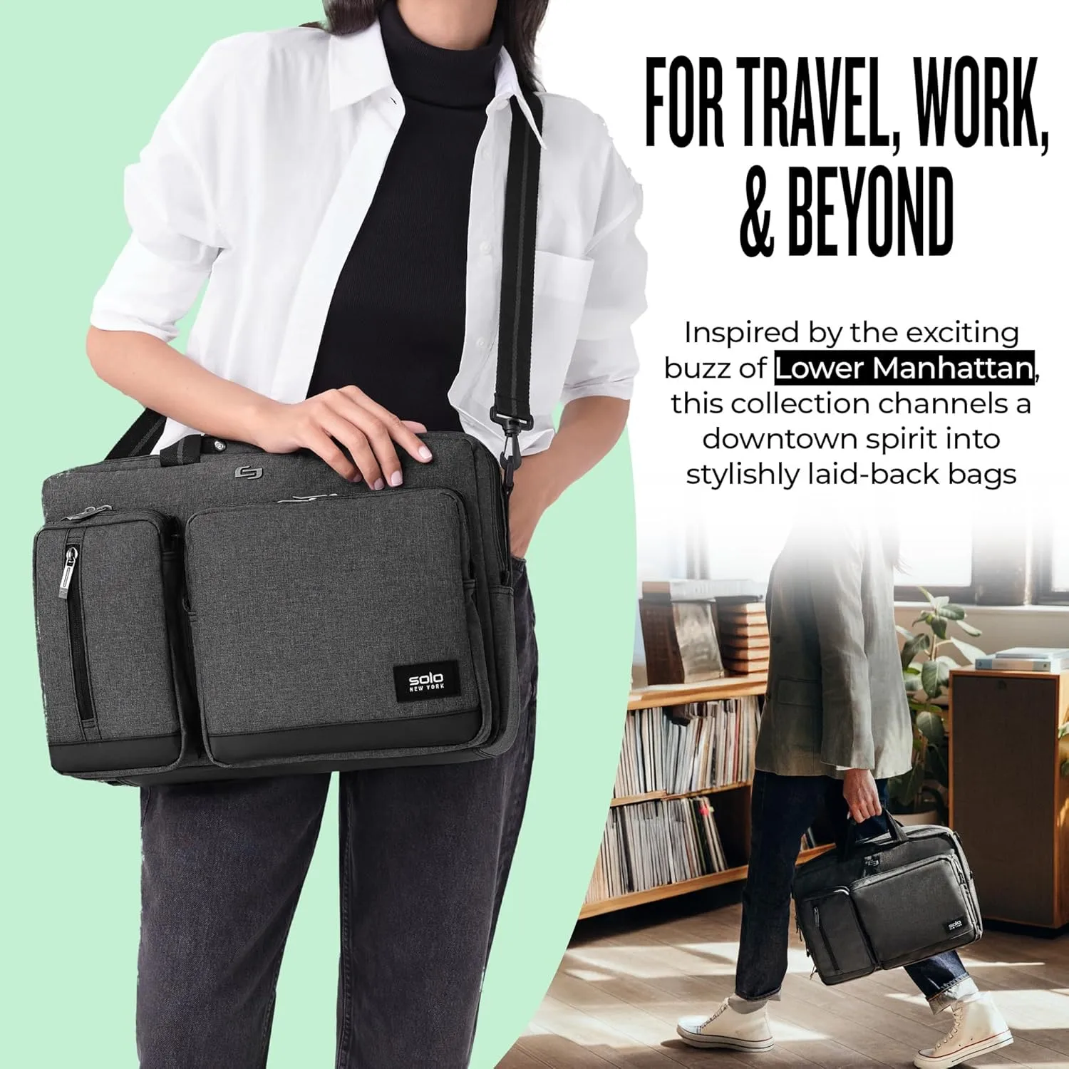 Solo New York Hybrid Briefcase Backpack - Laptop Carrying Bag, Fits 15.6" Computer