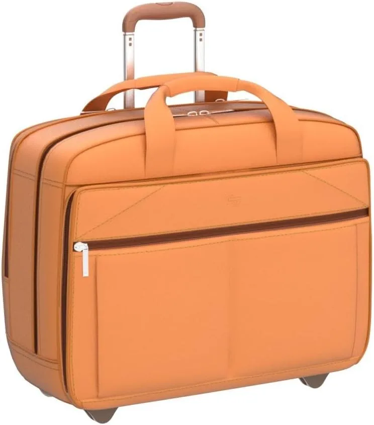 Solo New York Leather Rolling Case with Wheels - Roller Laptop Bag, Wheeled Briefcase for Women & Men