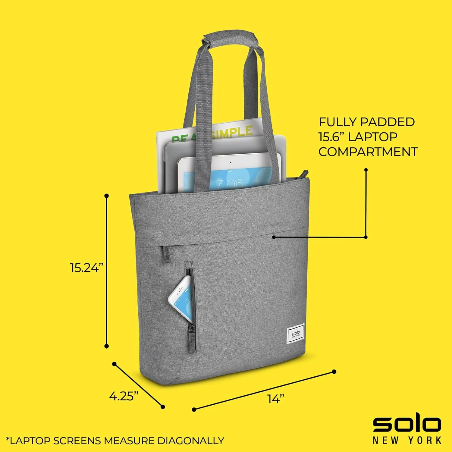 Solo New York Tote Bag for Women - Professional Handbag for Work & Travel, Laptop Purse with Padded Compartment