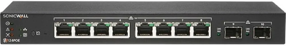 Sonicwall 8 Port Gig PoE Switch 2 SFP
