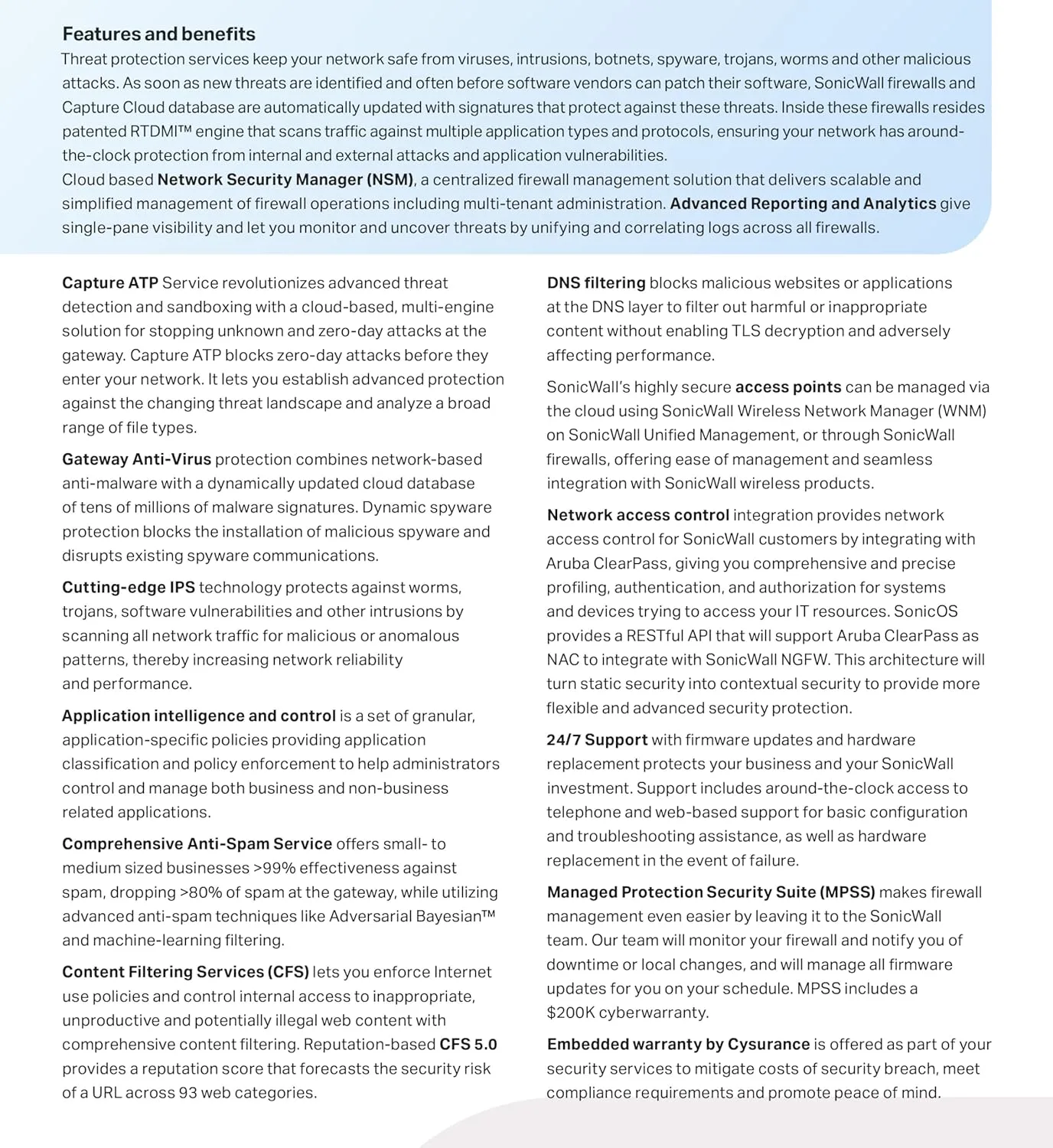 SonicWall Advanced Protection Service Suite for TZ Series