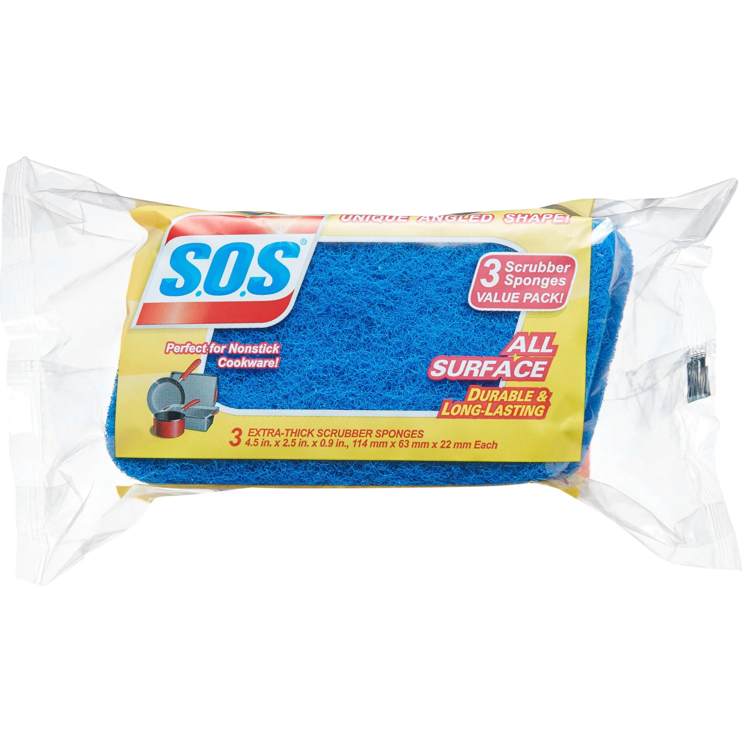 S.O.S Heavy Duty Scrubber Sponge, Dual-Sided, 3 Count