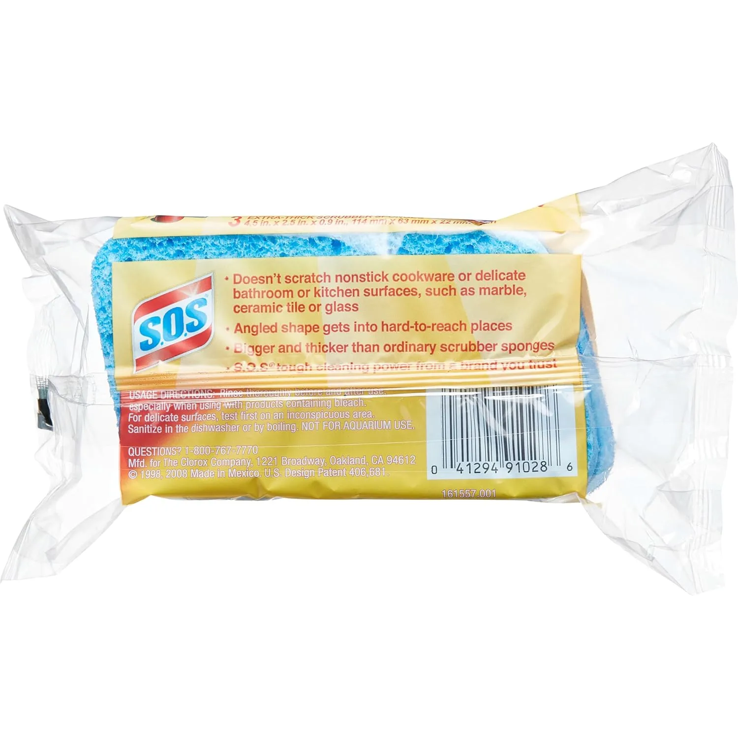 S.O.S Heavy Duty Scrubber Sponge, Dual-Sided, 3 Count