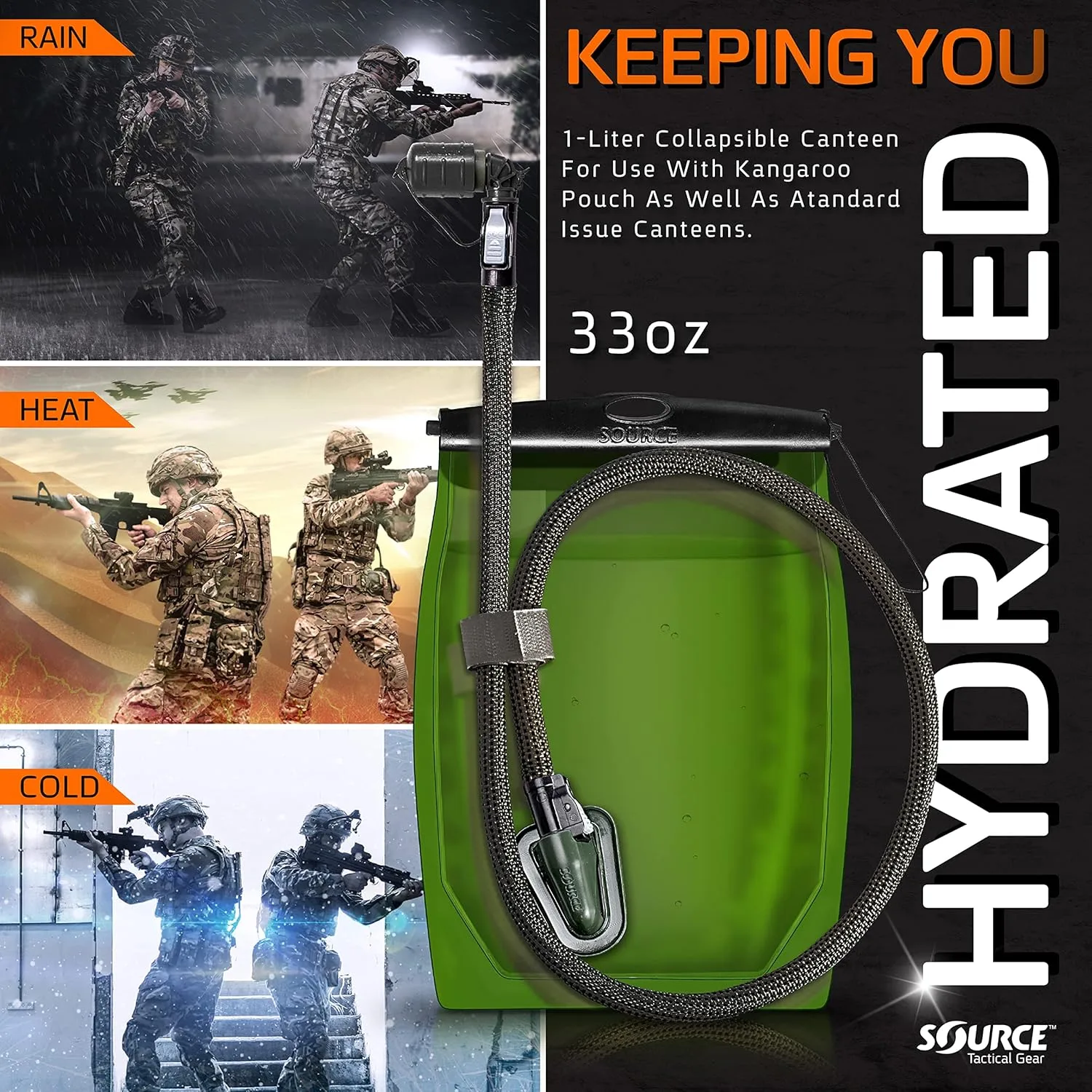 SOURCE Kangaroo 1 Quart Collapsible Hydration Canteen