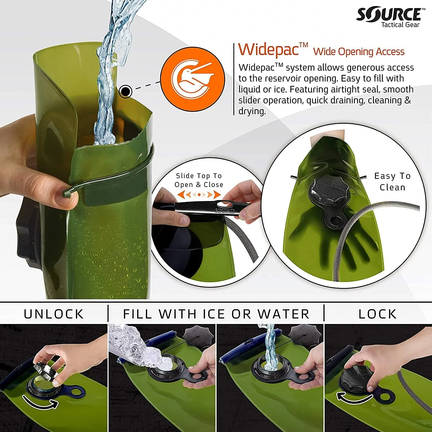 SOURCE WXP Hydration Reservoir System with WidePac Closure and Storm Valve