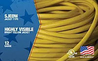 Southwire Polar Solar Heavy Duty Extension Cord, 100Ft, 12 Gauge, 3 Conductor, Outdoor Cord, Lighted End, SJEOOW, Yellow