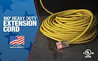Southwire Polar Solar Heavy Duty Extension Cord, 100Ft, 12 Gauge, 3 Conductor, Outdoor Cord, Lighted End, SJEOOW, Yellow