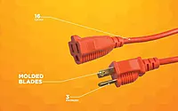 Heavy Duty Outdoor vinyl Power Extension Cord SJTW, Orange, 16/3, 100 FT. 100-Feet