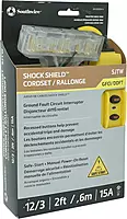 TRC 26020008-6 12/3 Gauge Shockshield GFCI Protected In-line Tri-Cord Set with 3-Outlets; 2-Feet; 15-Amp; Yellow 1 Pack