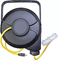 Southwire Retractable Cord Reel - 12/3 Gauge SJTW Cord with Power Light Indicator - Locking & Auto-Retract Mechanism